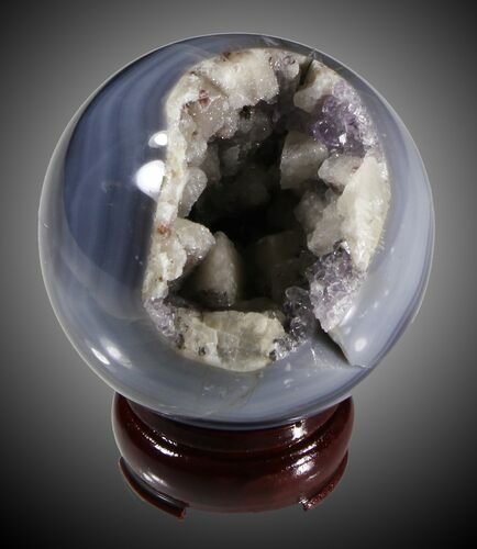 Polished Brazilian Agate Sphere With Amethyst #31349